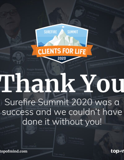 Top of Mind Networks | Surefire Summit Thank You Social Post