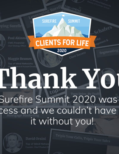 Top of Mind Networks | Surefire Summit Thank You Social Post